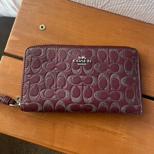 Coach Wine Glitter Leather Wallet